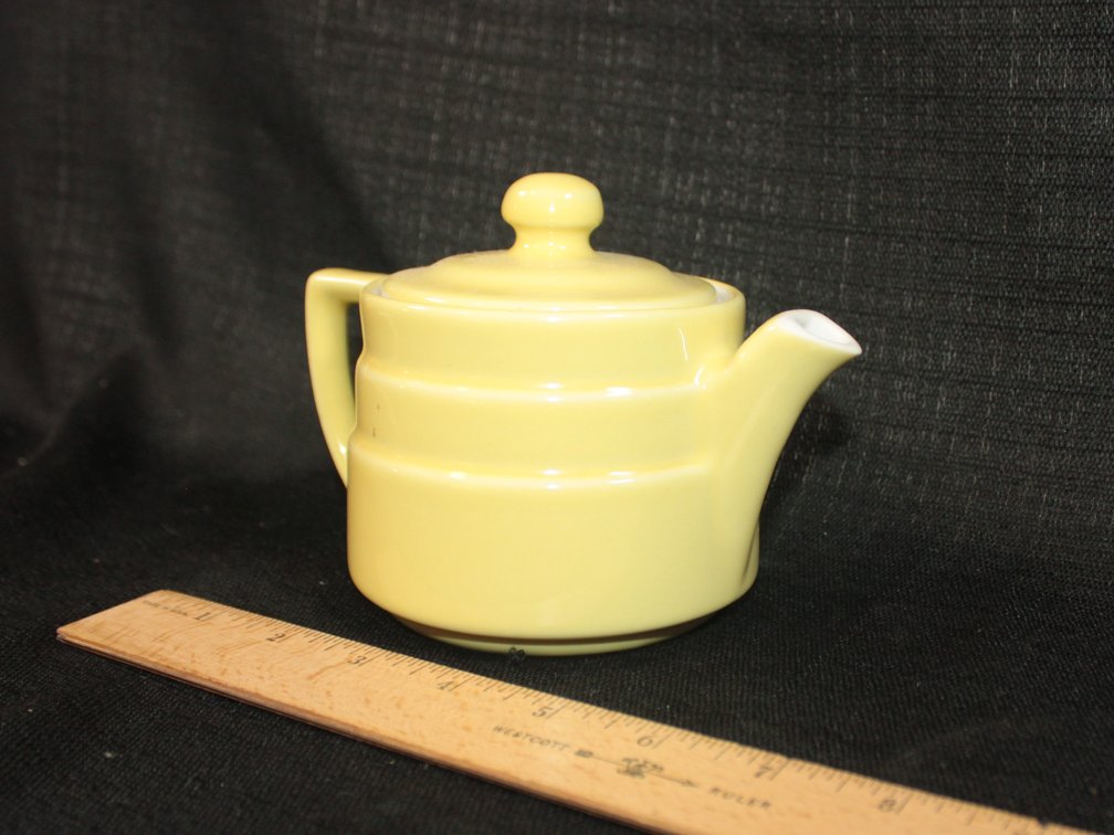 Small Yellow Ceramic Teapot With Lid, Approximately 5 Inches Wide