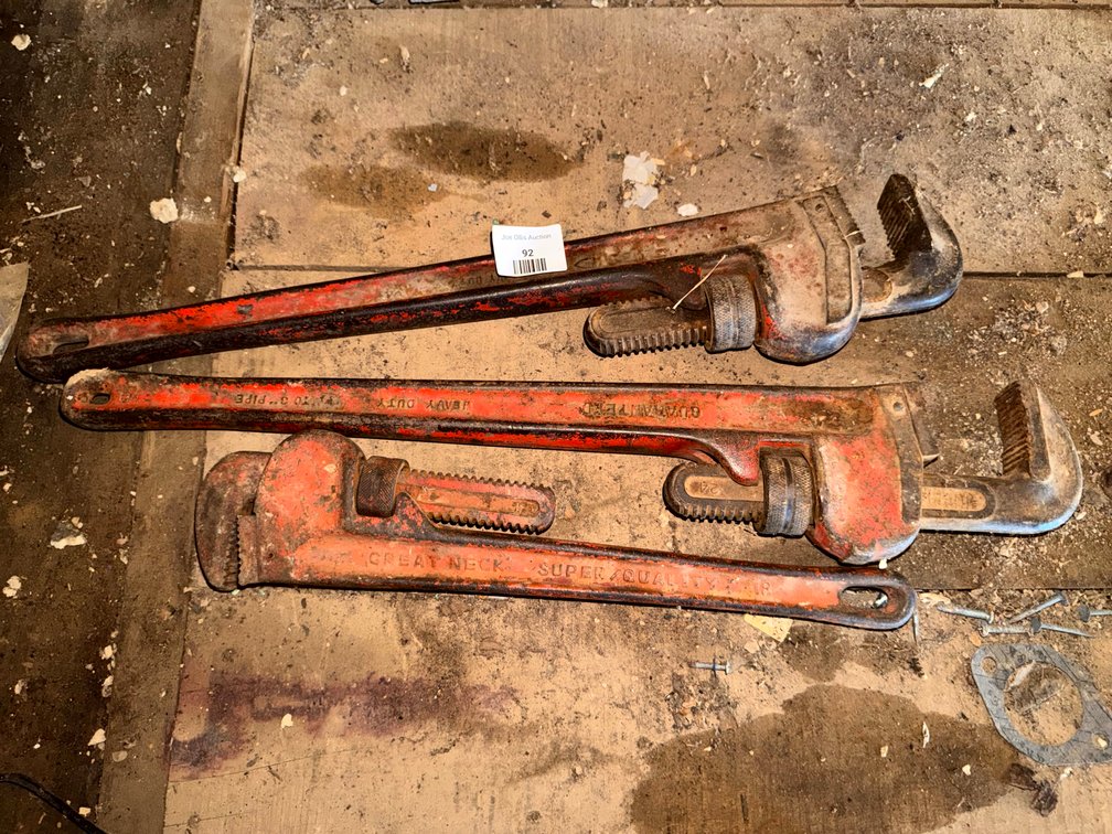 Three Pipe Wrenches 18 Inch and Two 20 Inch
