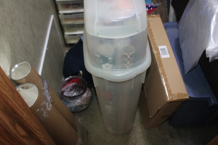 Image for Loose Contents of Closet to Include Crafting Supplies, Christmas Decorations and Women's Clothing