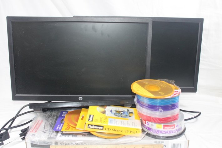 Image for 2 Monitors, CDs, Keyboard and More
