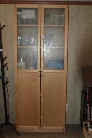 Image for 2-Door Frosted Window Cabinet Measures 31 x 13 x 79