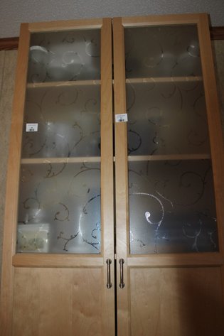 Image for 2-Door Frosted Window Cabinet Measures 31 x 13 x 79