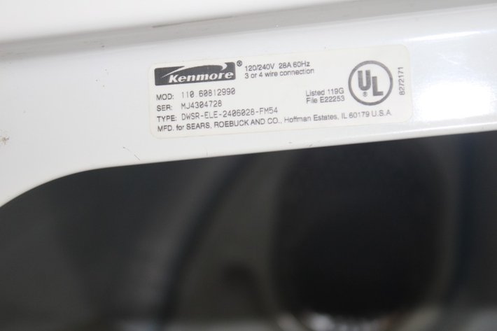 Image for Kenmore 80 Series Dryer Electric Measures 29 x 26 x 38