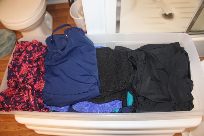 Image for Four Totes Of Ladies Clothes, Size Large and Extra Large, and Other Soft Goods