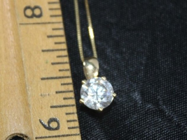 Image for 14 Karat Chain with a 14 Karat Cubic Zirconia Pendant