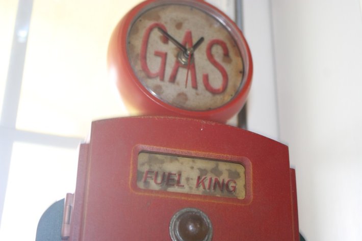 Image for Wood Model Gas Pump Storage Cabinet Clock, 24 Inches Tall