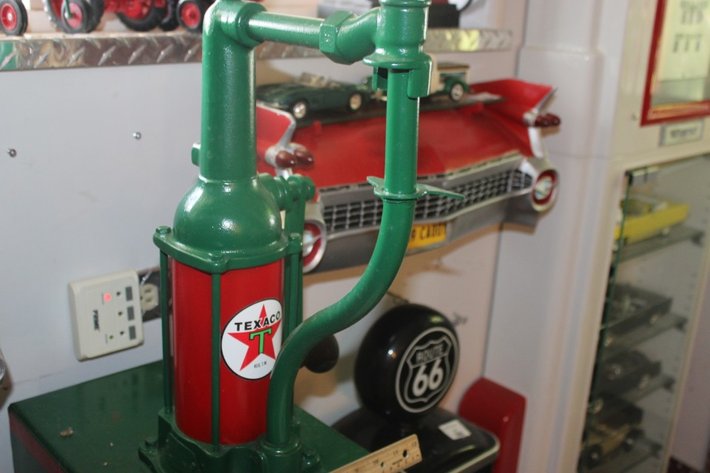 Image for Restored Texaco Oil Pump with Oil Can, Measures 23 x 10 x 55