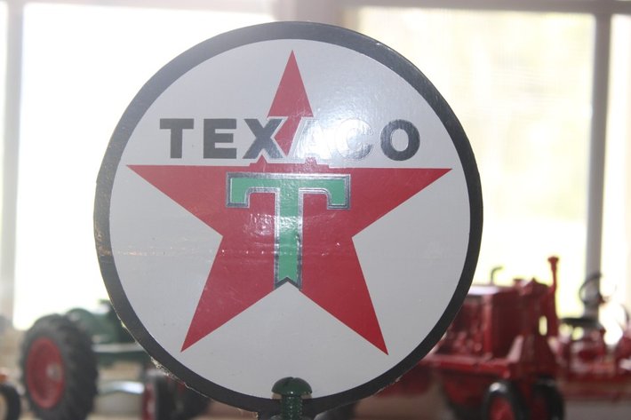 Image for Restored Texaco Oil Pump with Oil Can, Measures 23 x 10 x 55