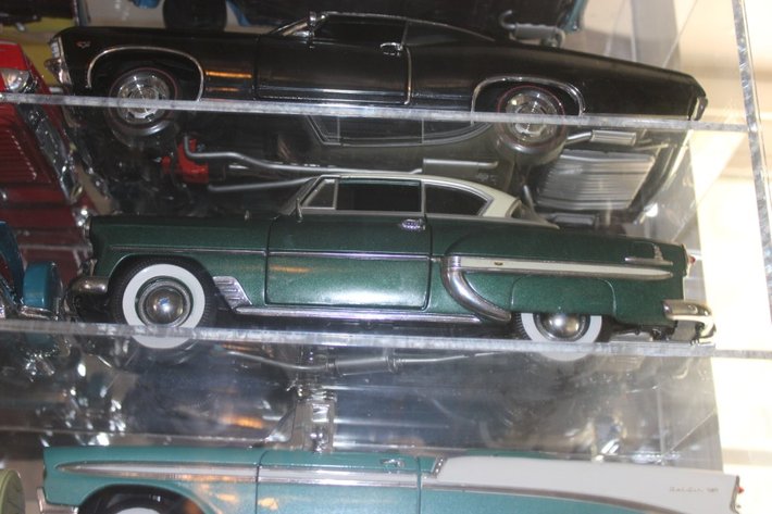 Image for Plexiglas Die Cast Display Shelf with 12 1:18 Scale Models Including Sunstar 1963 Nova, 1960 Chevy Impala, Ertl 1955 Chevy Bel Air, Precision 1956 Chevy Bel Air, Ertl 1958 Chevy Impala, Signature 1956 Chevy Bel Air, 1959 Impala, Sun Star 1953 Bel Air