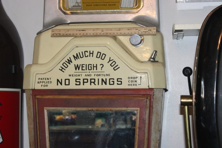Image for Vintage Watling Scale Company Weight and Fortune Scale No Key Locked, Measures 16 x 24 x 64