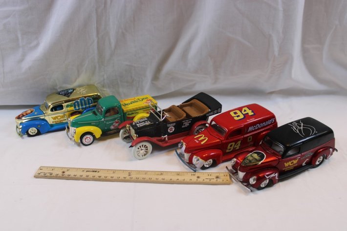 Image for Four 1:24 Scale Diecast Cars, Three Winner's Circle Coupes, and a Ertl 1917 Touring Car