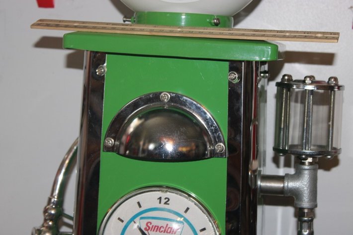 Image for Sinclair Dino Model Gas Pump with Clock, Glass Top Globe, and Light. Measures 40 Inches Tall