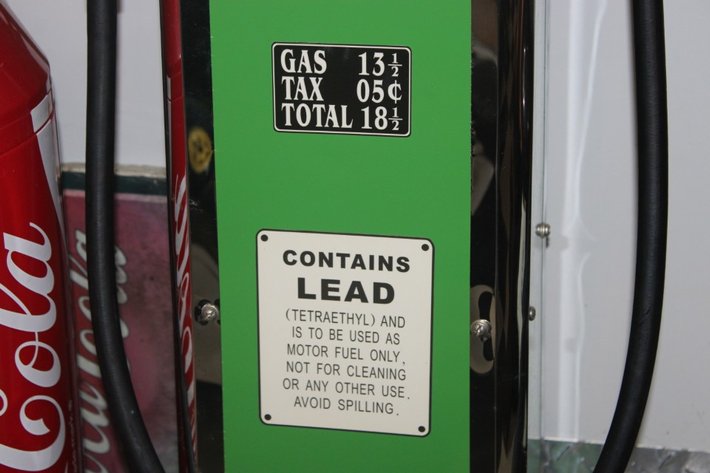 Image for Sinclair Dino Model Gas Pump with Clock, Glass Top Globe, and Light. Measures 40 Inches Tall