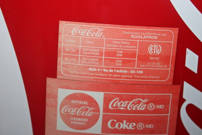 Image for Coca-Cola Electric Refrigerator, Hot or Cold, AC or DC, Missing the Cords