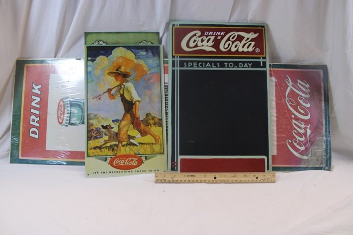 Image for Two Tin Coca-Cola Signs, Coca-Cola Chalkboard, and a Coca-Cola Poster
