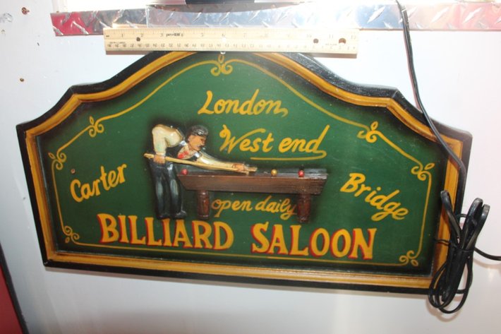 Image for Three-D Billiards Saloon Plaque. Measures 24 x 14