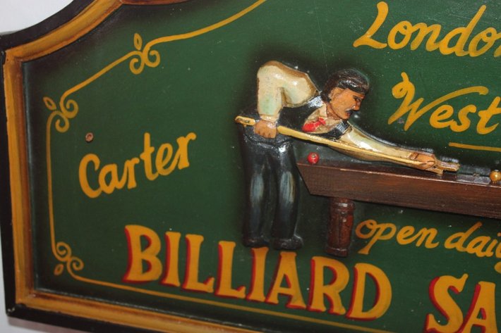 Image for Three-D Billiards Saloon Plaque. Measures 24 x 14