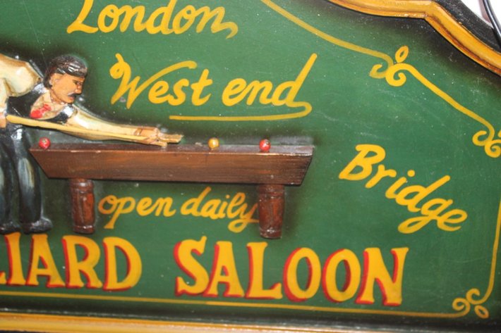 Image for Three-D Billiards Saloon Plaque. Measures 24 x 14