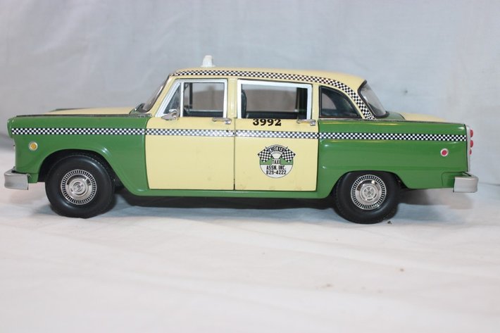 Image for Three Cars, Two 1:18 Scale and One 1:24 Scale, 1957 Plymouth Fury, 1959 AMC Metropolitan, 1961 Checker A11
