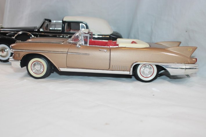 Image for 4 1:18 Scale Cars, Signature 1958 Cadillac, 1949 Cadillac, 1961 Checker Cab, 1938 Cadillac