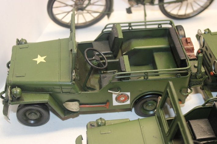 Image for Tin Military Jeeps and Motorcycle Bikes