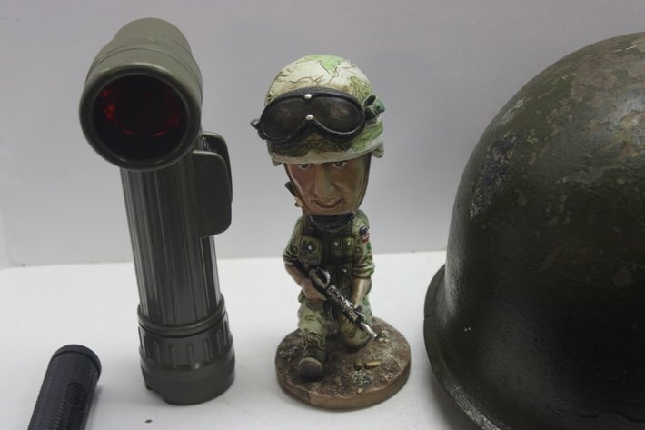 Image for Military Helmet Flashlight Shovel and More