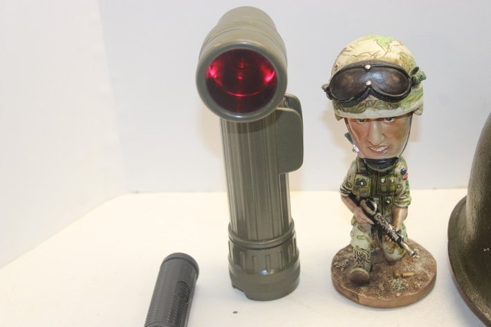Image for Military Helmet Flashlight Shovel and More