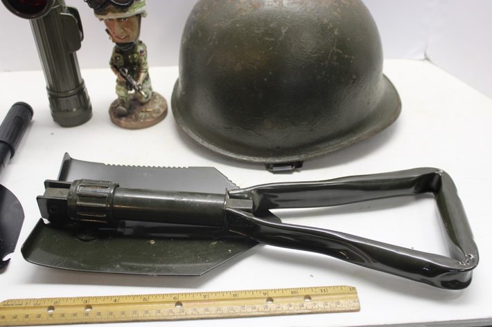 Image for Military Helmet Flashlight Shovel and More