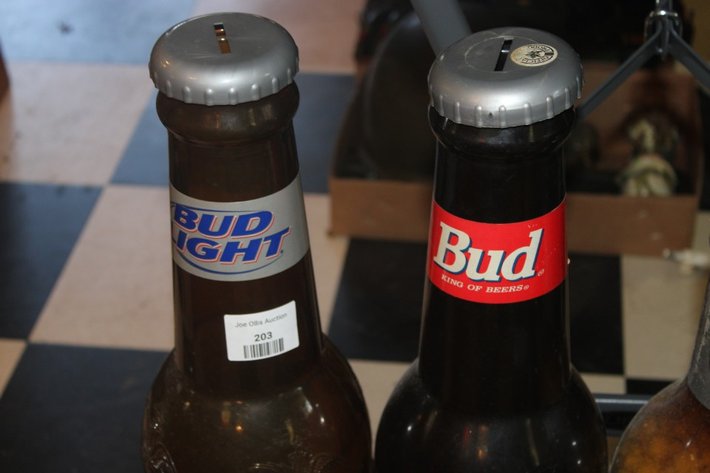 Image for Beer Bottle Coin Banks Ranging from 20 Inches Tall Down to 14 Inches Tall