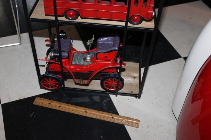 Image for Display Shelf with 3 Tin Model Cars Measures 12 x 6 x 29.5