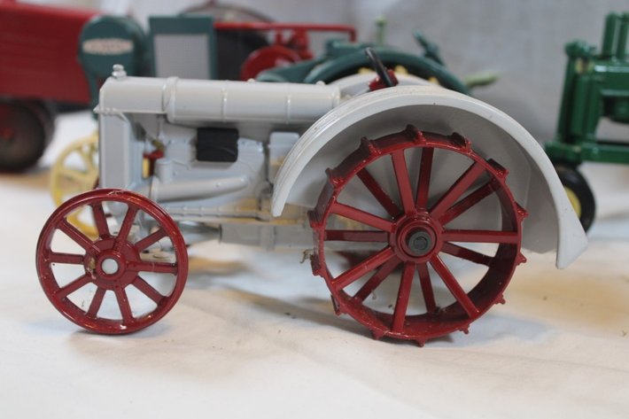 Image for Five Diecast Tractors and a Tin Tractor. One Has a Broken Wheel