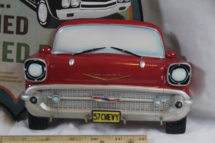 Image for Mustang and 57 Chevy Key Racks, and a Wall Plaque, Mustang Has Damage to the Wheel