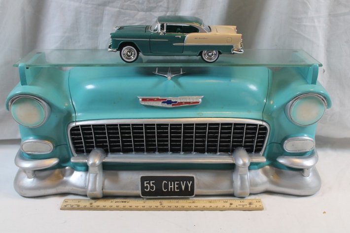 Image for A 55 Chevy Display Shelf with a 1:24 Scale Model 55 Chevy Bel Air, Display Shelf Measures 20 x 7 x 9