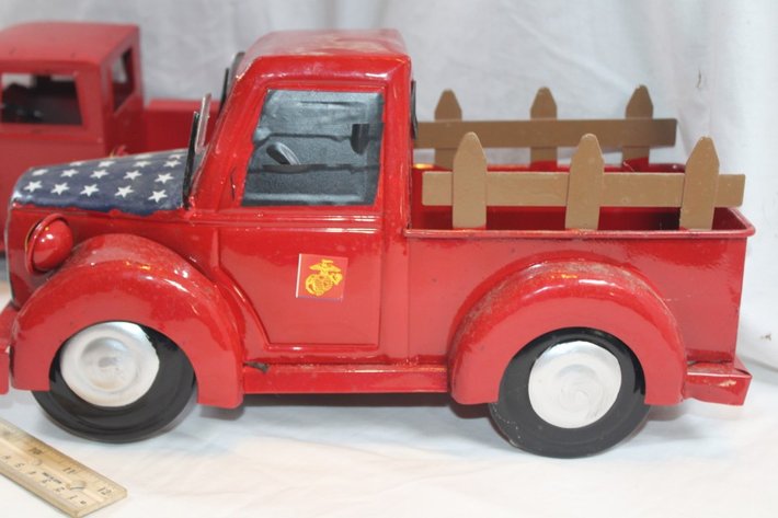 Image for Two Tin Marine Themed Trucks
