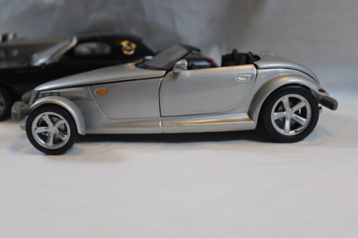 Image for Six Diecast Cars, Plymouth Prowler Maisto, 1:18 Scale Thunderbird, 1:18 Scale Mini Cooper, 1:18 Scale 2000 Chevy SSR, 1:24 Scale Scion xB, and 1:32 Scale Mercedes