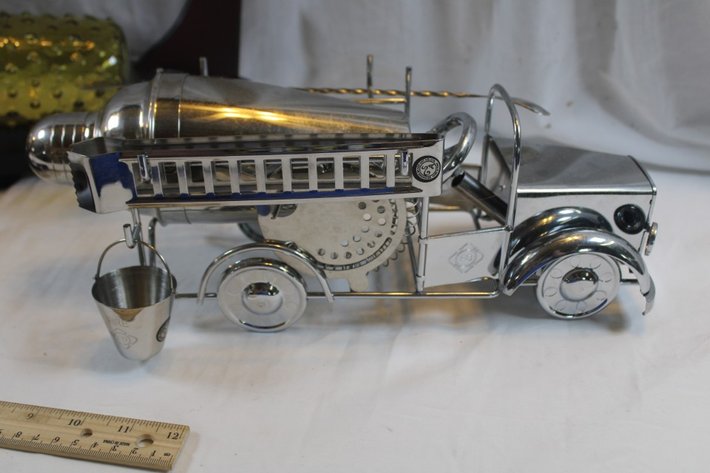 Image for Wooden Bar Airplane and Chrome Bar Fire Truck