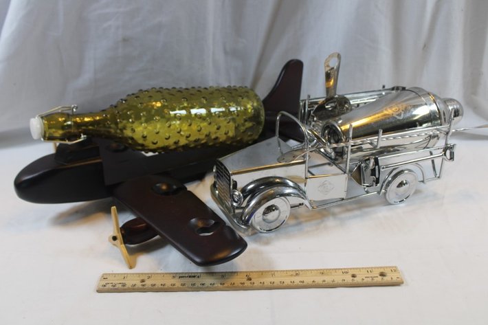 Image for Wooden Bar Airplane and Chrome Bar Fire Truck