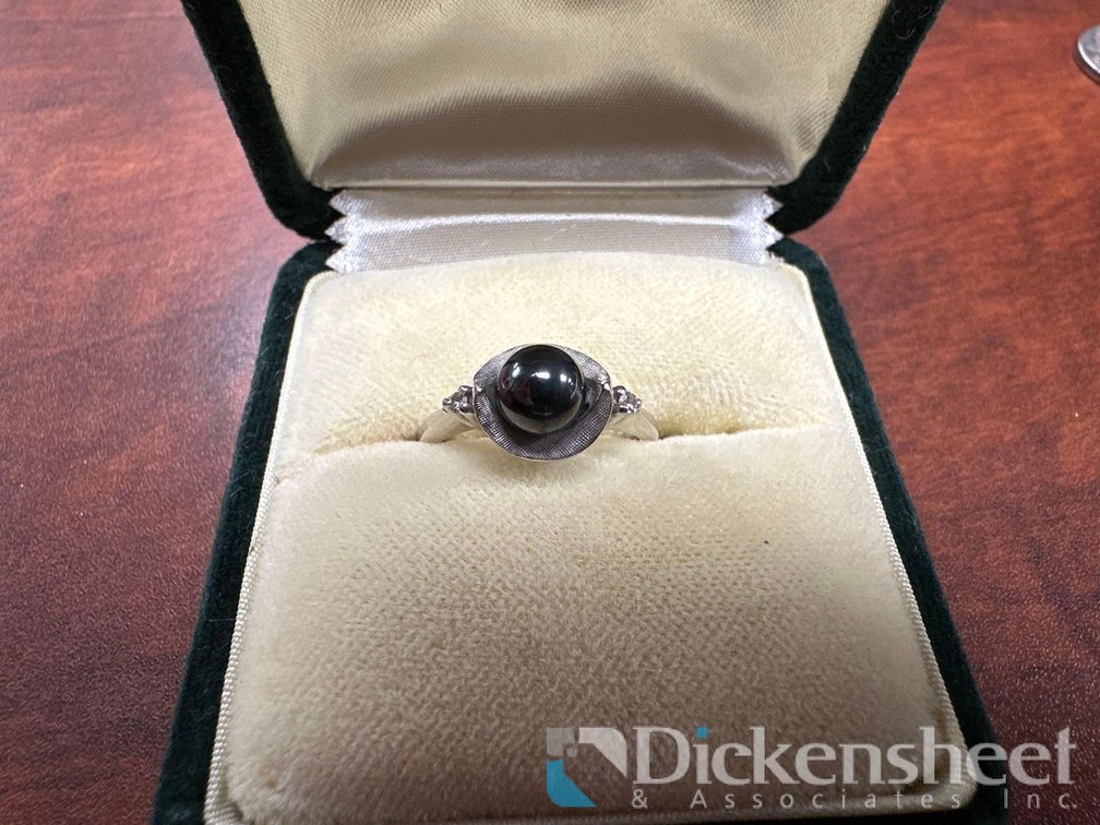 BLACK STONE RING - MARKED 14K BLANCO