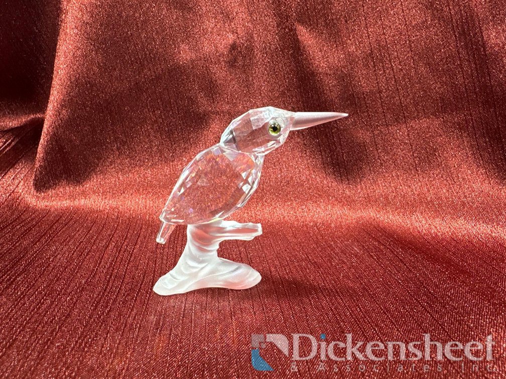 SWAROVSKI KINGFISHER BIRD ON FROSTED BRANCH BASE