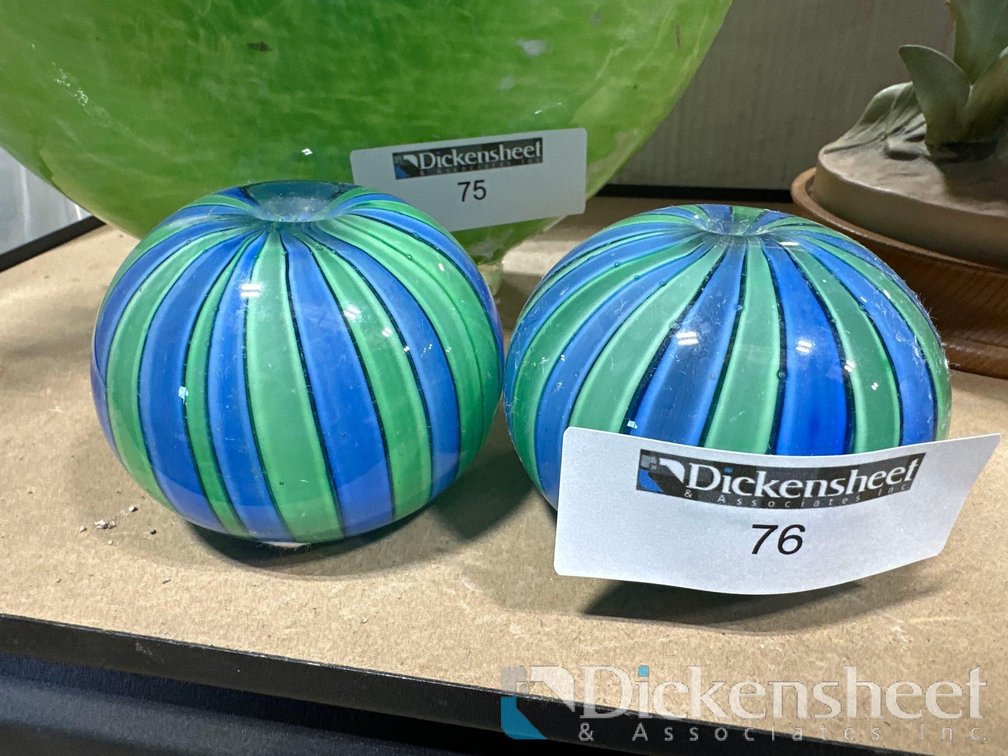GLASS PAPER WEIGHTS, QTY (2)
