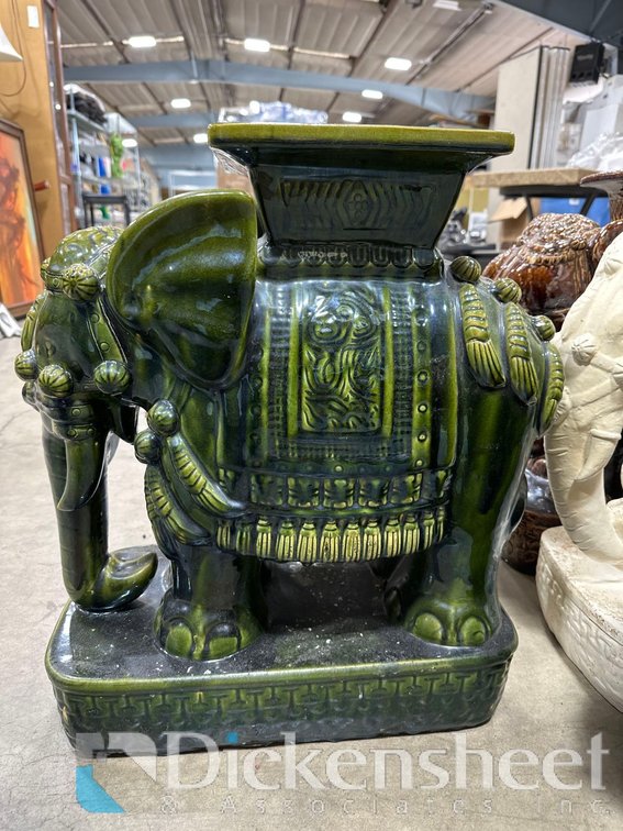 GREEN CERAMIC ELEPHANT PLANT STAND