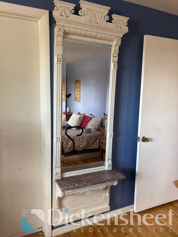 LARGE WOOD MIRROR WITH SHELF