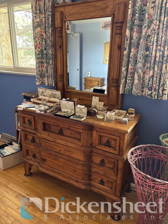 WOOD DRESSER WITH FIVE DRAWERS IN MIRROR