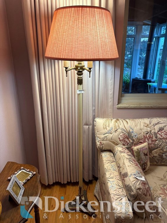 PAIR OF PINK AND WHITE  FLOOR STANDING LAMPS