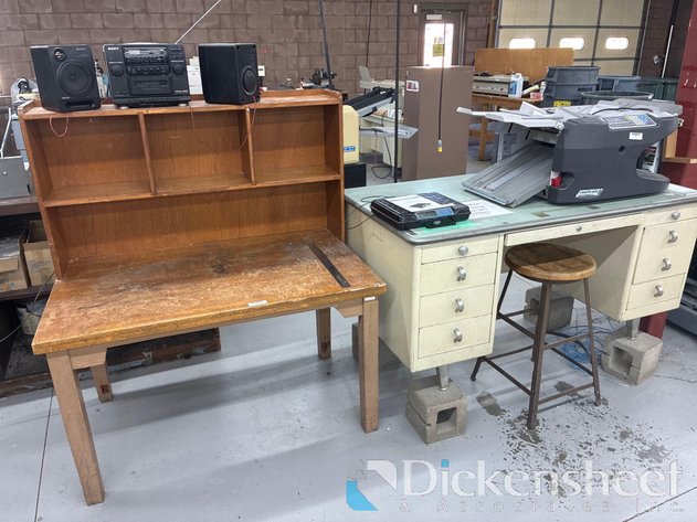 Image for LOT OF (2) DESKS WITH STOOL