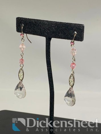 Image for Silver Tone Dangle Earrings With Gemstones