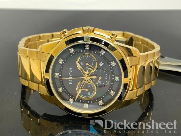 Image for Bulova Gold Tone Chronograph Men's Watch Diamond Dial