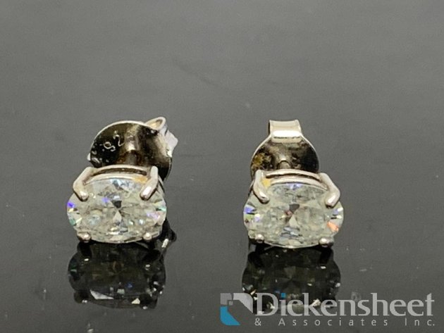 Image for Silver Tone Stud Earrings With Clear Stones