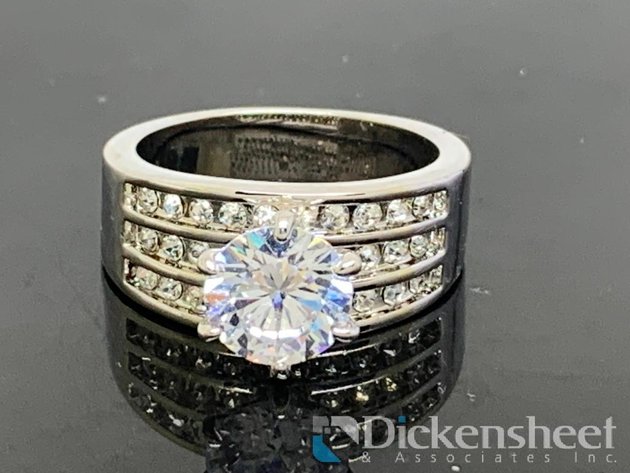 Image for Silver Tone Engagement Ring With Clear Stones