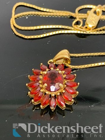 Image for 10KT Yellow Gold Necklace With Red Gemstones